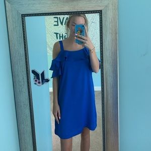 Royal blue off the shoulder dress